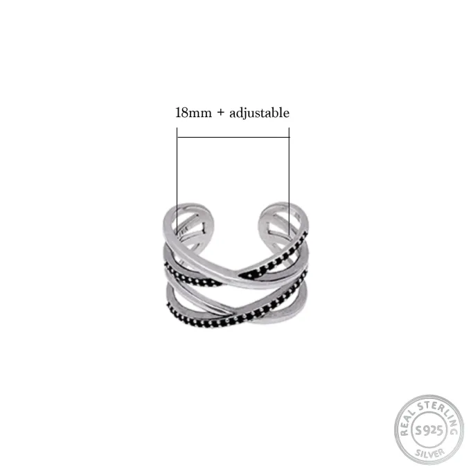 Kriti Sanon Silver Weave Black Zircon Ring