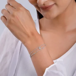 Kriti Sanon Silver Zircon Heart Charm Bracelet