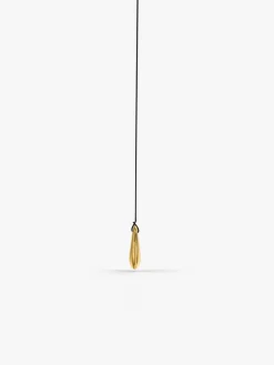 Lock Heart Gold Plated Pendant With Black Thread