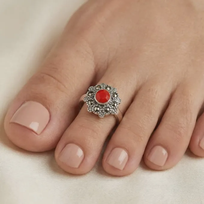 Oxidised Silver Aishwarya Toe Rings