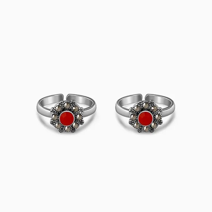 Oxidised Silver Aishwarya Toe Rings