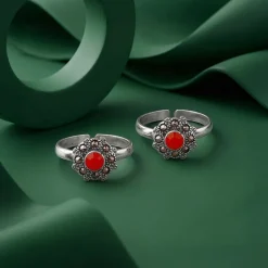 Oxidised Silver Aishwarya Toe Rings