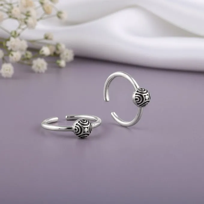 Oxidised Silver Akshara Toe Rings