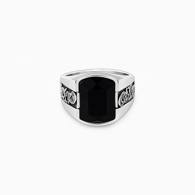 Oxidised Silver Bold Black Ring For Him