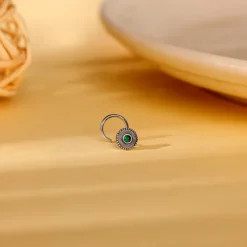 Oxidised Silver Bottle Green Nose Pin