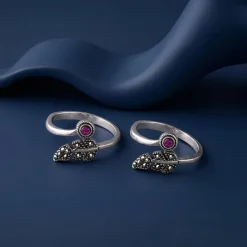 Oxidised Silver Charulata Toe Rings
