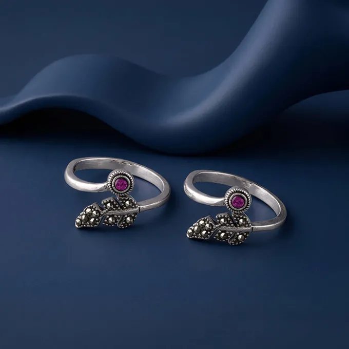 Oxidised Silver Charulata Toe Rings