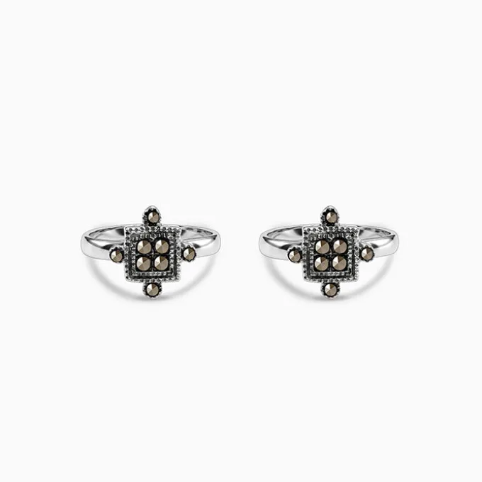 Oxidised Silver Chaturasra Toe Rings