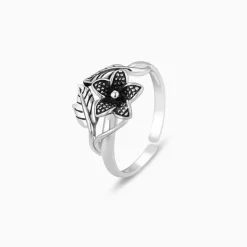 Oxidised Silver Floral Muse Toe Rings