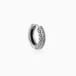 Oxidised Silver GeoGlint Hoop Earring For Him