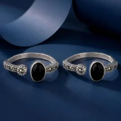 Oxidised Silver Hansika Toe Rings