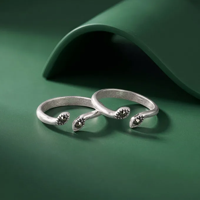 Oxidised Silver Inchara Toe Rings