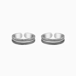 Oxidised Silver Layered Bead Toe Ring