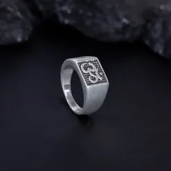 Oxidised Silver Om Ring For Him