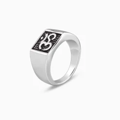 Oxidised Silver Om Ring For Him