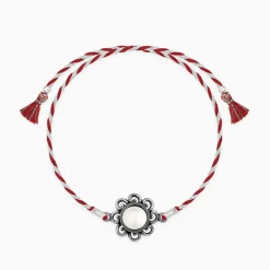 Oxidised Silver Pearl Flower Rakhi