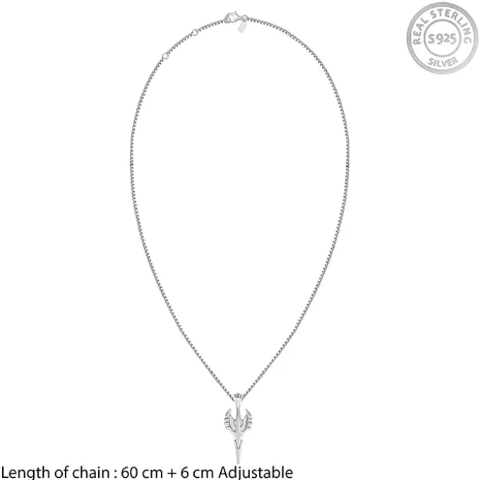 Oxidised Silver Phantom Edge Pendant With Box Chain For Him