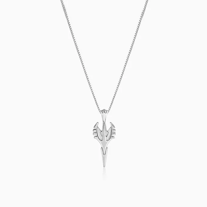 Oxidised Silver Phantom Edge Pendant With Box Chain For Him