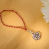 Oxidised Silver Pink Pop Flower Lumba Rakhi