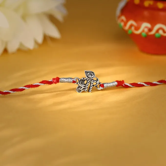 Oxidised Silver Precious Rakhi
