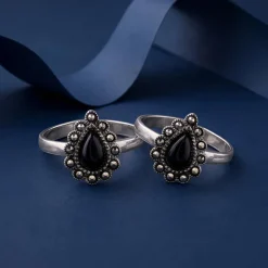 Oxidised Silver Sevanthi Toe Rings