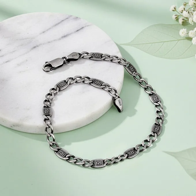 Oxidised Silver Shadow Loop Bracelet For Him