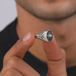 Oxidised Silver Solace Sun Ring for Him