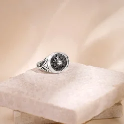 Oxidised Silver Solace Sun Ring for Him