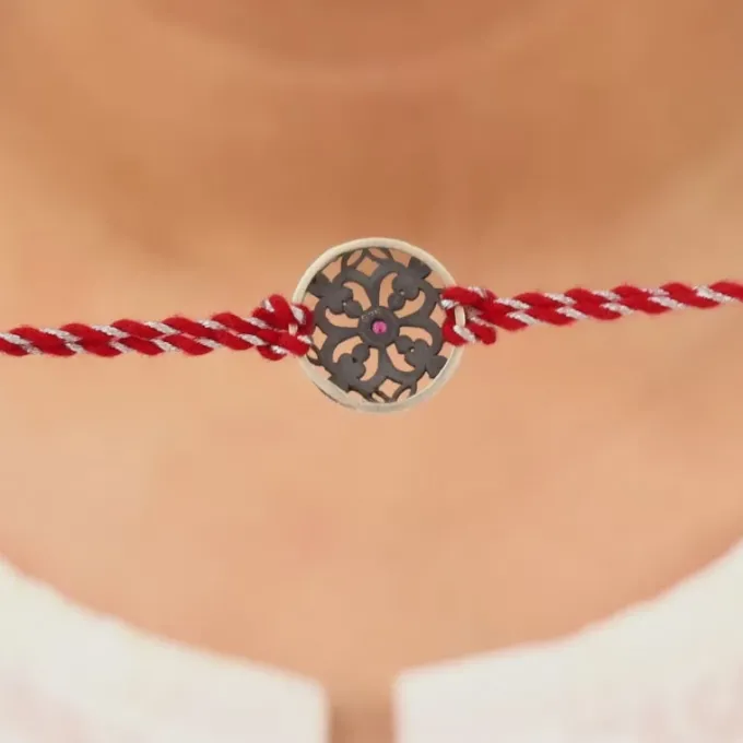 Oxidised Silver Sphere Flower Rakhi