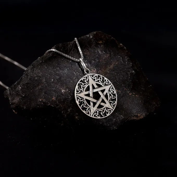 Oxidised Silver Star Pendant With Box Chain For Him