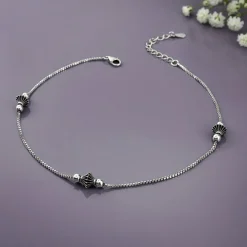 Oxidised Silver Starlace Charm Anklet