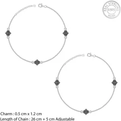 Oxidised Silver Starlace Charm Anklet