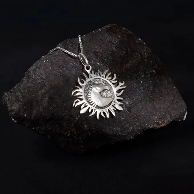 Oxidised Silver Sunborn Horse Pendant With Box Chain For Him