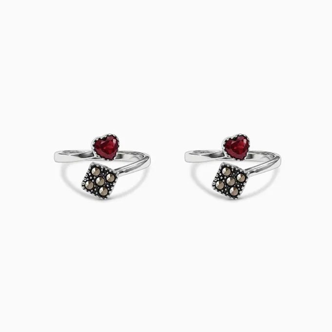 Oxidised Silver Tavishi Toe Rings