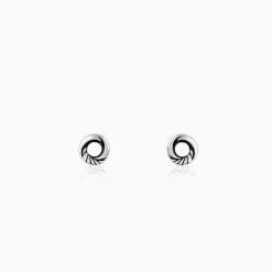 Oxidised Silver Vintage Circle Studs