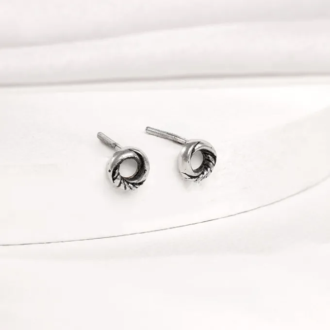 Oxidised Silver Vintage Circle Studs