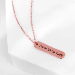 Personalised Rose Gold Charming Two Sided Necklace