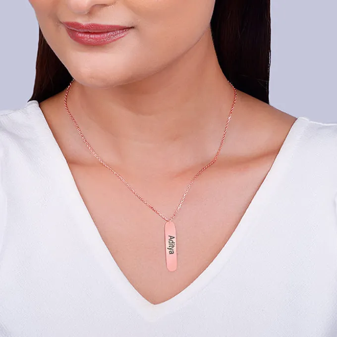 Personalised Rose Gold Charming Two Sided Necklace