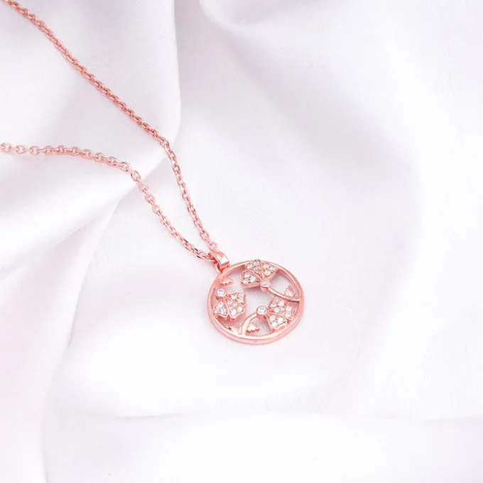Rose Gold Eyebright Pendant With Link Chain