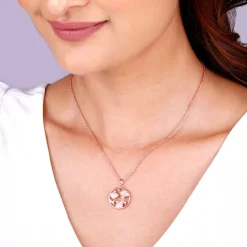 Rose Gold Eyebright Pendant With Link Chain