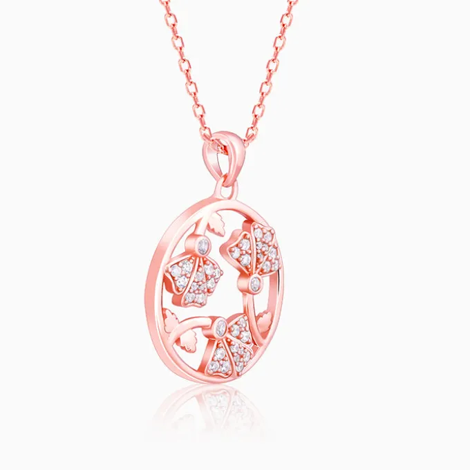 Rose Gold Eyebright Pendant With Link Chain