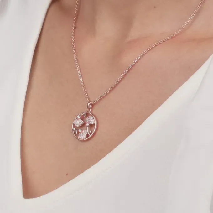 Rose Gold Eyebright Pendant With Link Chain