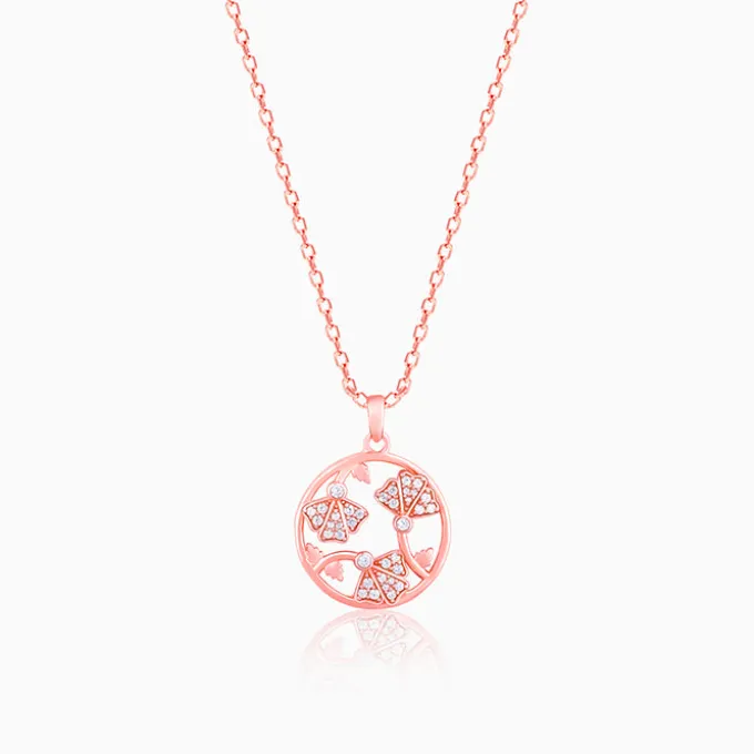 Rose Gold Eyebright Pendant With Link Chain