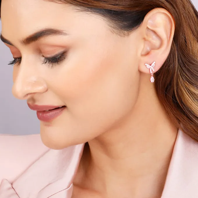 Rose Gold Pear Drops Earrings