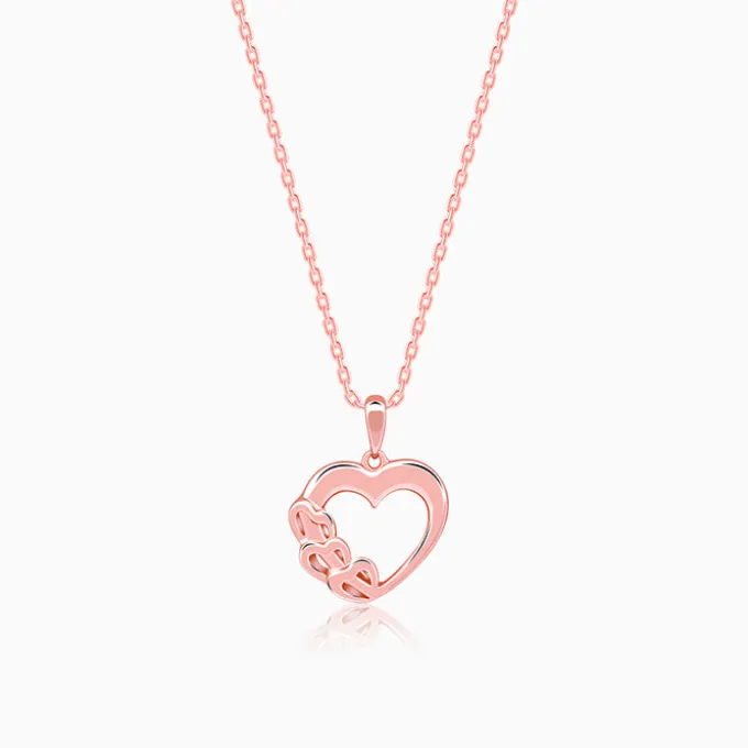 Rose Gold All Hearts Pendant With Link Chain