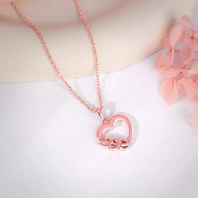 Rose Gold All Hearts Pendant With Link Chain