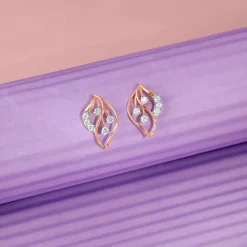Rose Gold Amara Leaf Lab Grown Diamond Studs