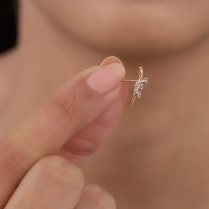 Rose Gold Amara Leaf Lab Grown Diamond Studs