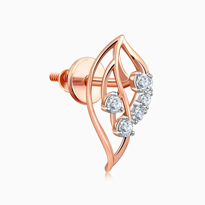 Rose Gold Amara Leaf Lab Grown Diamond Studs