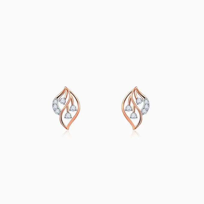 Rose Gold Amara Leaf Lab Grown Diamond Studs